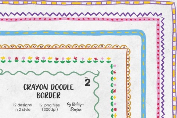 12 Crayon Doodle Borders: Your Go-To for Playful Page Design