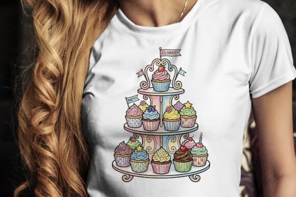 Cupcakes Arranged on Decorative Tiered: A Sweet Design Asset