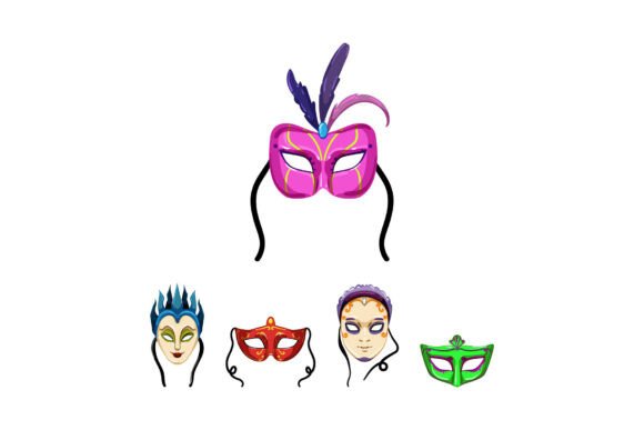 Decorative Carnival Masks: A Set for Celebration & Mystery