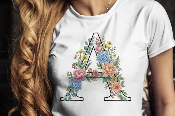 Decorative Floral Letter A with Fresh, Elegant Botanicals