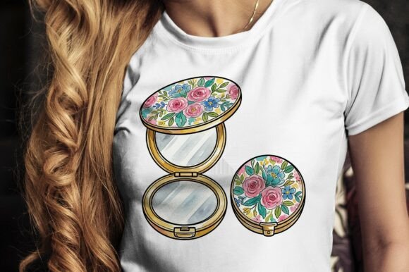 Elegant Decorative Floral Compact Mirror for Designers