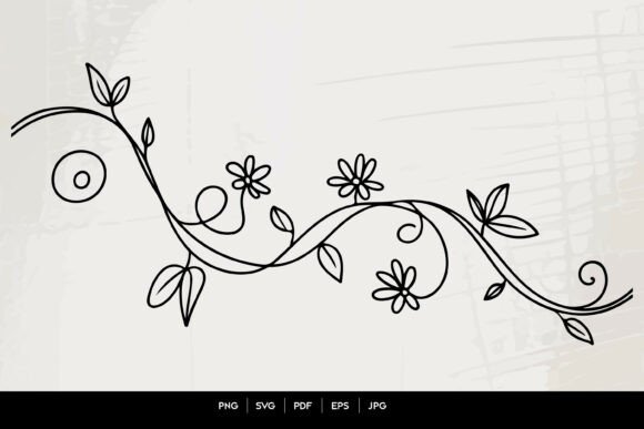 Elegant Design with Floral Swirl Vine Line Art
