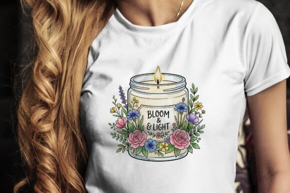 Floral Candle Jar with Decorative: A Digital Asset for Elegant Branding