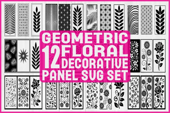 Geometric & Floral Decorative Panel SVG: Blending Structure with Nature