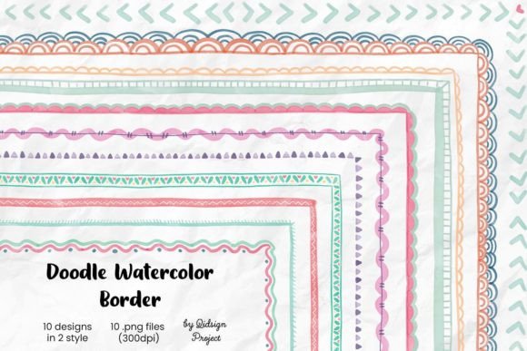 Hand-Drawn Charm: Using Doodle Watercolor Borders in Modern Design
