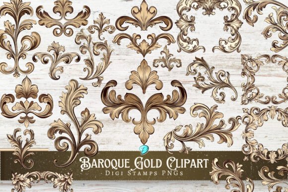 Unveiling Baroque Gold Decorative Clipart PNGs